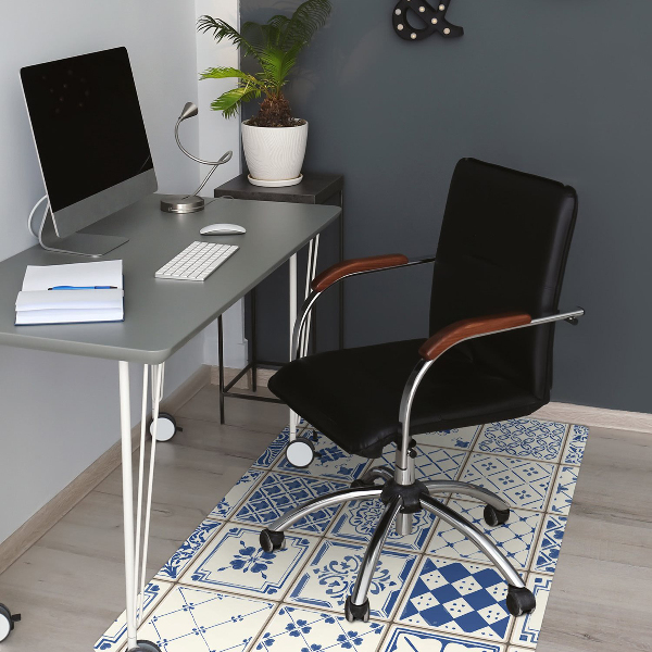 Tapis pour chaise de bureau Tuiles bleues