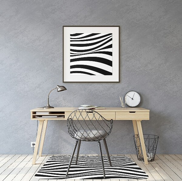 Tapis fauteuil bureau do biura Vagues noires et blanches