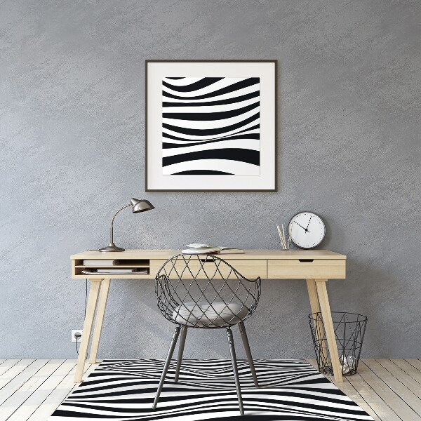 Tapis fauteuil bureau do biura Vagues noires et blanches