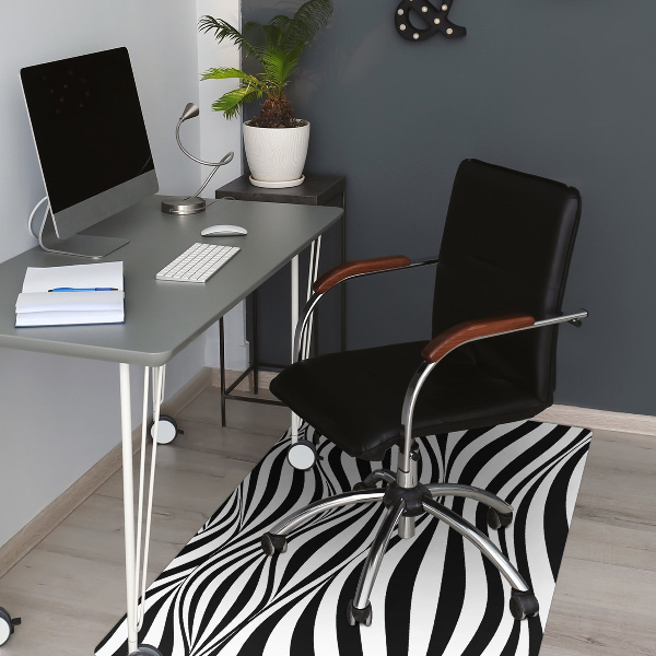 Tapis fauteuil bureau do biura Vagues noires et blanches