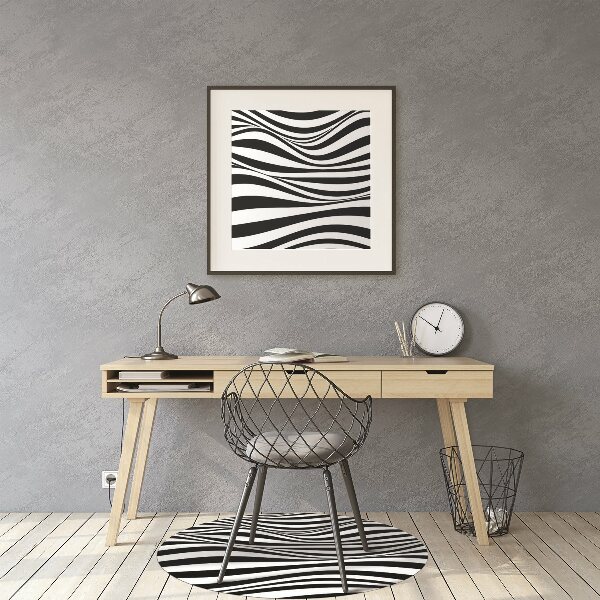 Tapis fauteuil bureau do biura Vagues noires et blanches