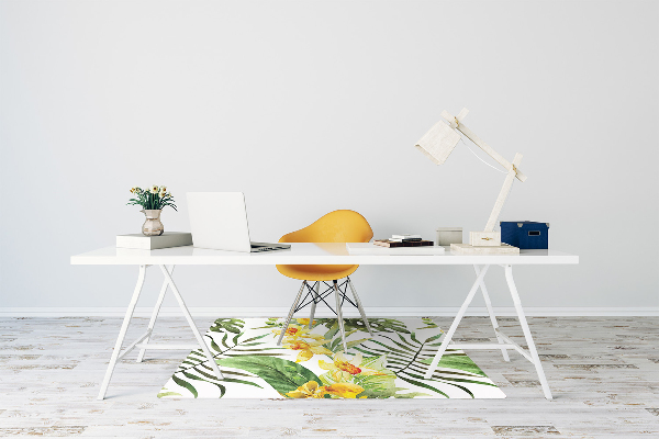 Tapis de chaise de bureau Feuille exotique