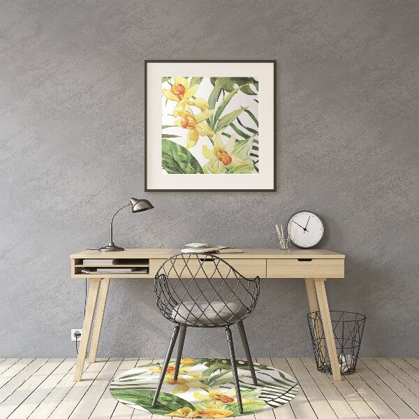 Tapis de chaise de bureau Feuille exotique