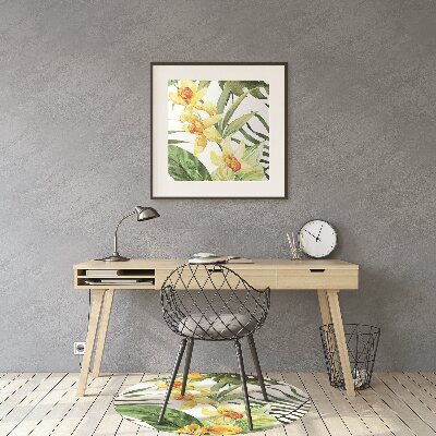 Tapis de chaise de bureau Feuille exotique