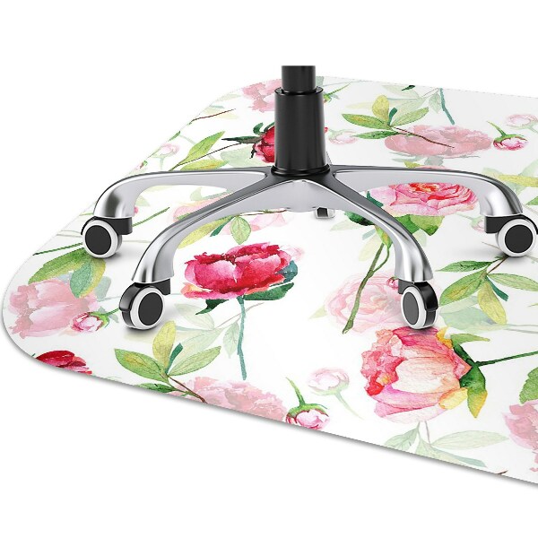 Tapis de chaise de bureau Fleurs rouges