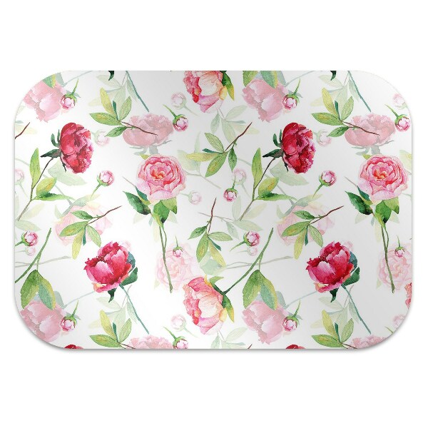Tapis de chaise de bureau Fleurs rouges