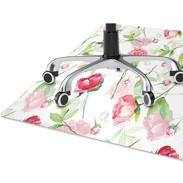 Tapis de chaise de bureau Fleurs rouges