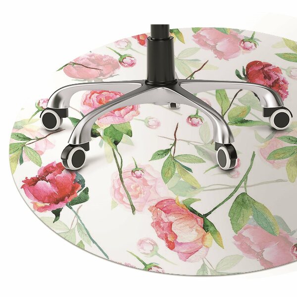 Tapis de chaise de bureau Fleurs rouges