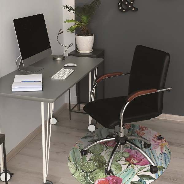 Tapis pour chaise de bureau Fleurs de cactus