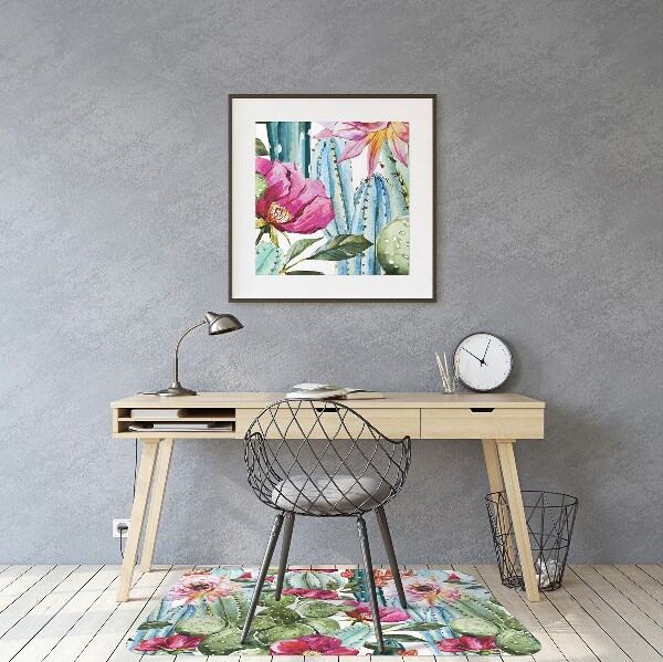 Tapis pour chaise de bureau Fleurs de cactus
