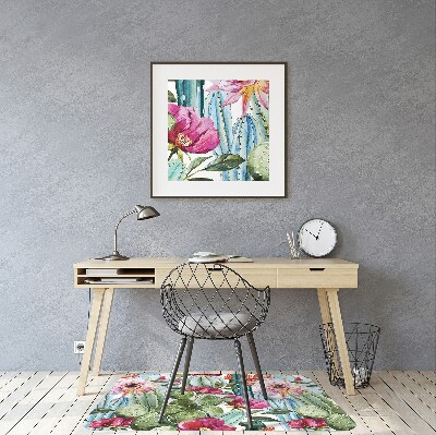 Tapis pour chaise de bureau Fleurs de cactus