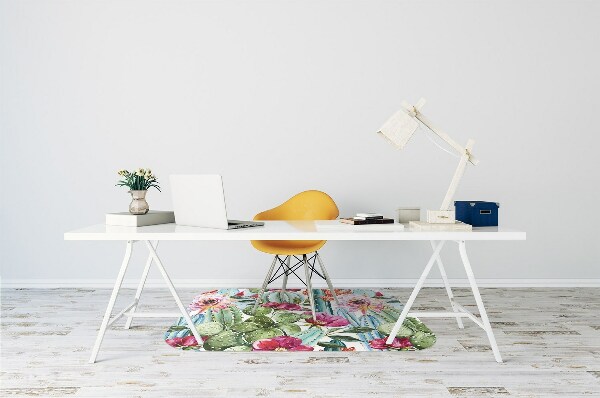 Tapis pour chaise de bureau Fleurs de cactus