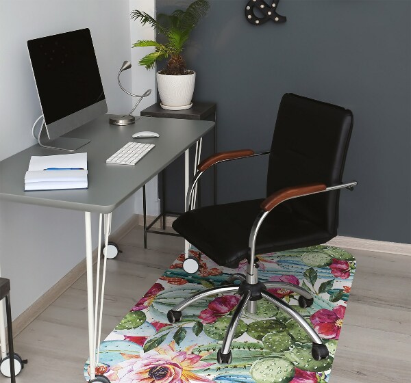 Tapis pour chaise de bureau Fleurs de cactus