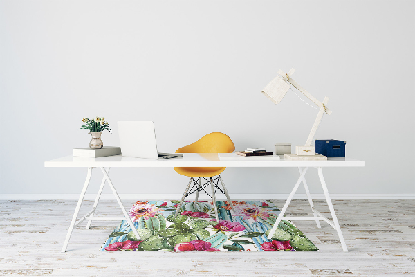 Tapis pour chaise de bureau Fleurs de cactus