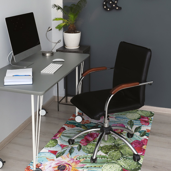 Tapis pour chaise de bureau Fleurs de cactus
