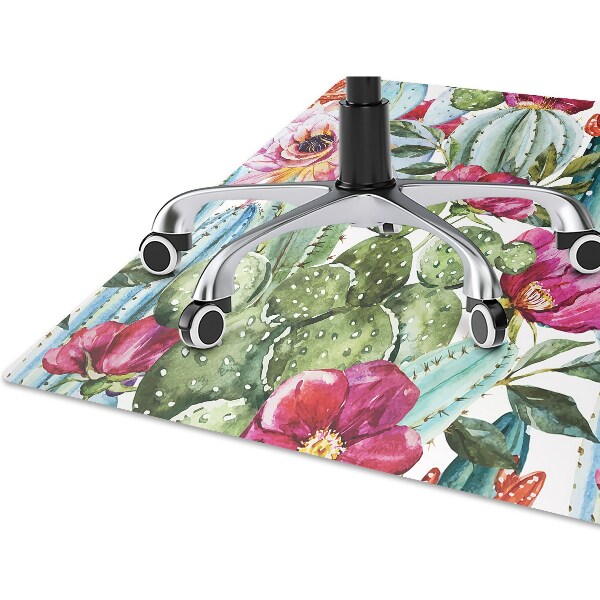 Tapis pour chaise de bureau Fleurs de cactus