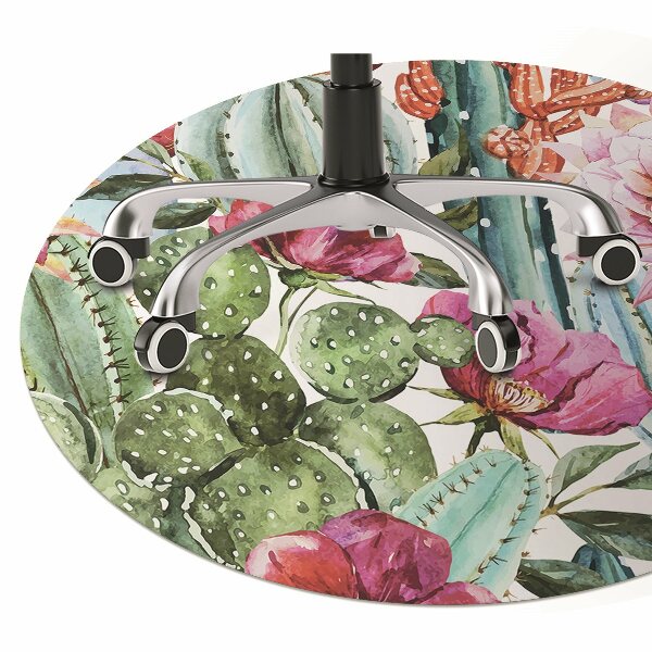 Tapis pour chaise de bureau Fleurs de cactus
