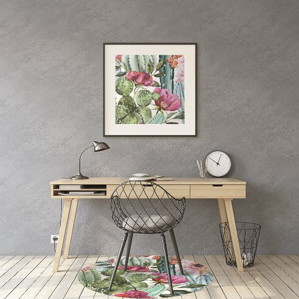 Tapis pour chaise de bureau Fleurs de cactus
