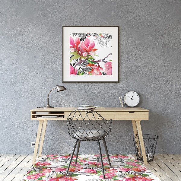 Tapis de chaise de bureau Fleurs aquarelles