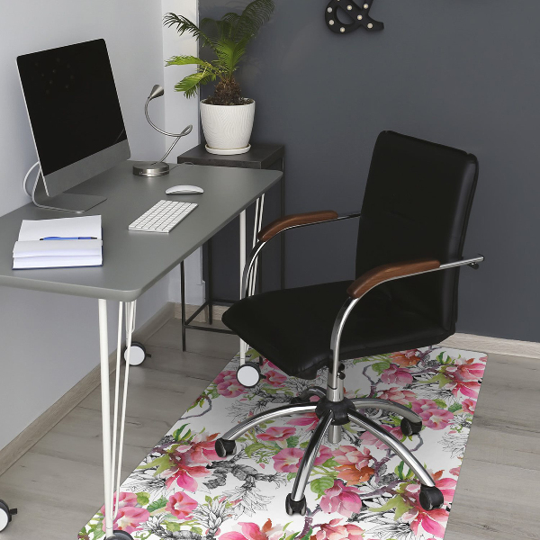 Tapis de chaise de bureau Fleurs aquarelles