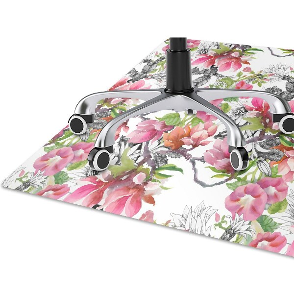 Tapis de chaise de bureau Fleurs aquarelles
