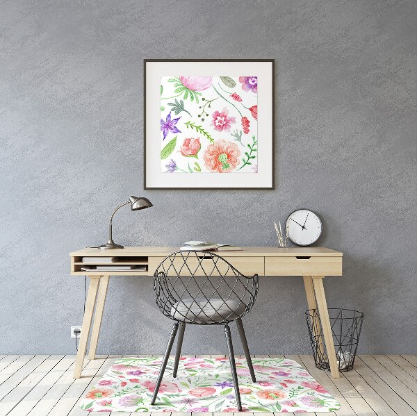 Tapis de chaise de bureau Fleurs peintes