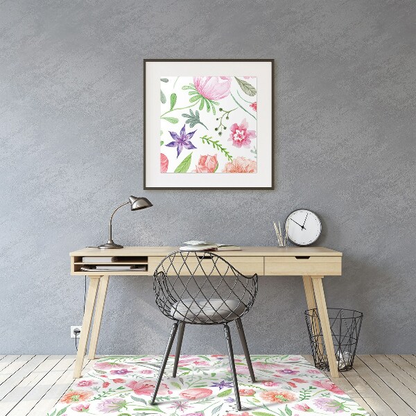 Tapis de chaise de bureau Fleurs peintes