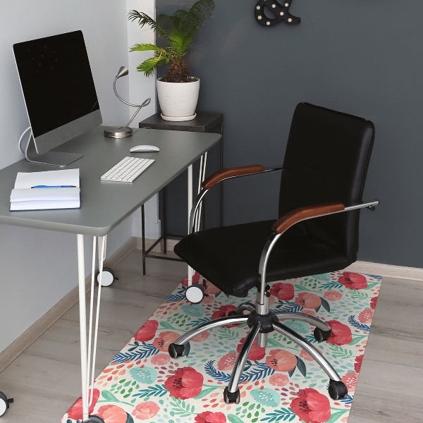 Tapis pour chaise de bureau Fleur de graines de pavot