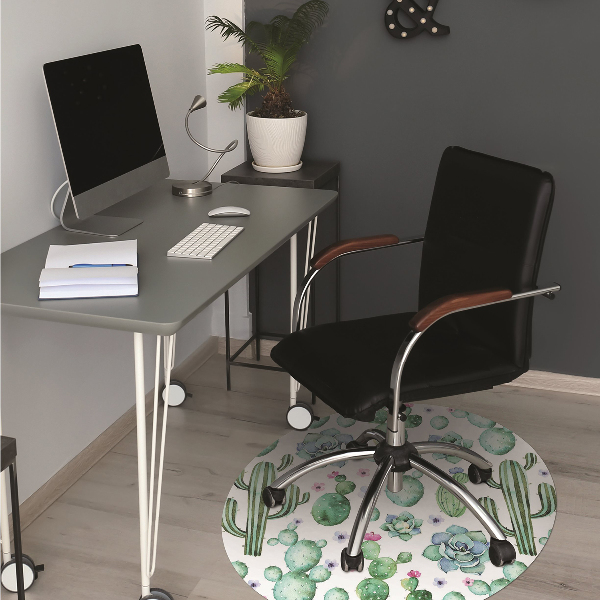 Tapis de chaise de bureau Cactus