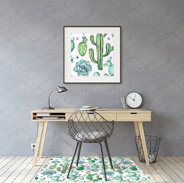 Tapis de chaise de bureau Cactus