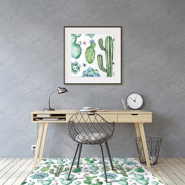 Tapis de chaise de bureau Cactus