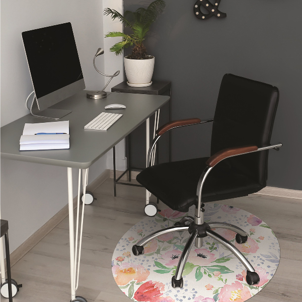 Tapis pour chaise de bureau Fleurs pastel