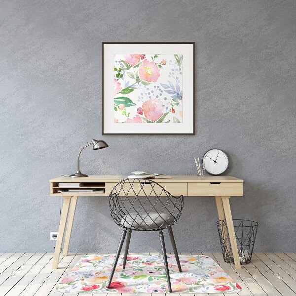 Tapis pour chaise de bureau Fleurs pastel