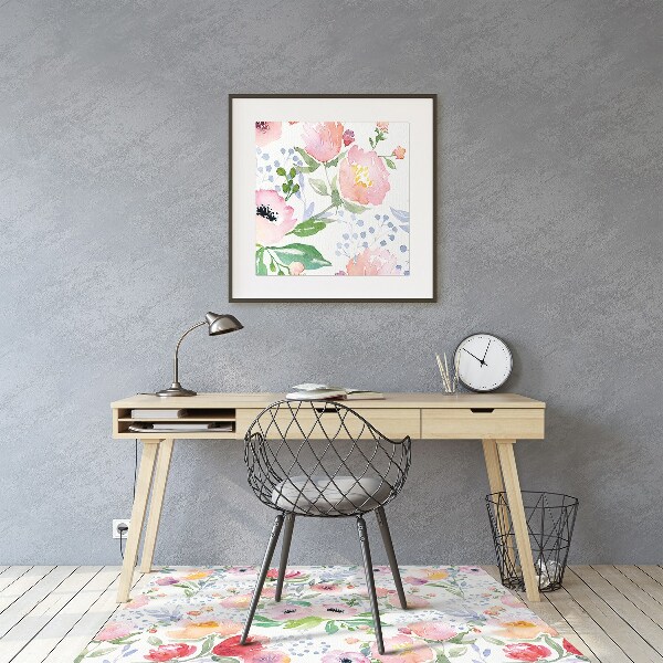Tapis pour chaise de bureau Fleurs pastel