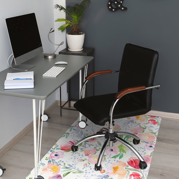 Tapis pour chaise de bureau Fleurs pastel