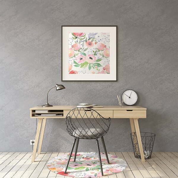Tapis pour chaise de bureau Fleurs pastel
