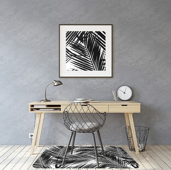 Tapis protection sol Feuilles de palmier noir