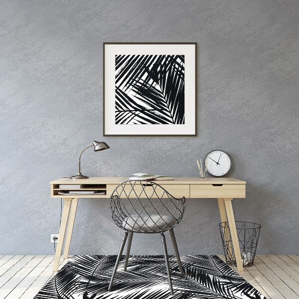 Tapis protection sol Feuilles de palmier noir