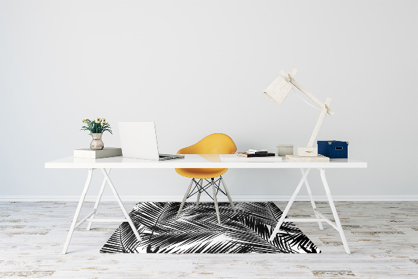 Tapis protection sol Feuilles de palmier noir