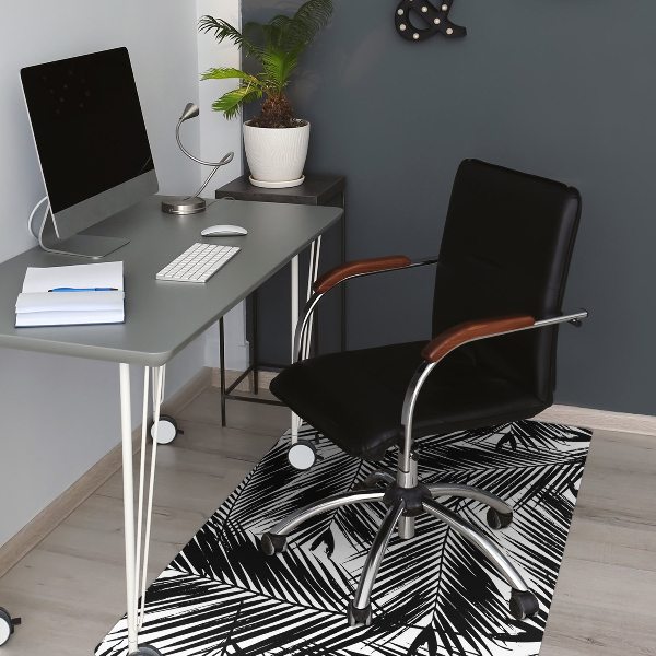 Tapis protection sol Feuilles de palmier noir