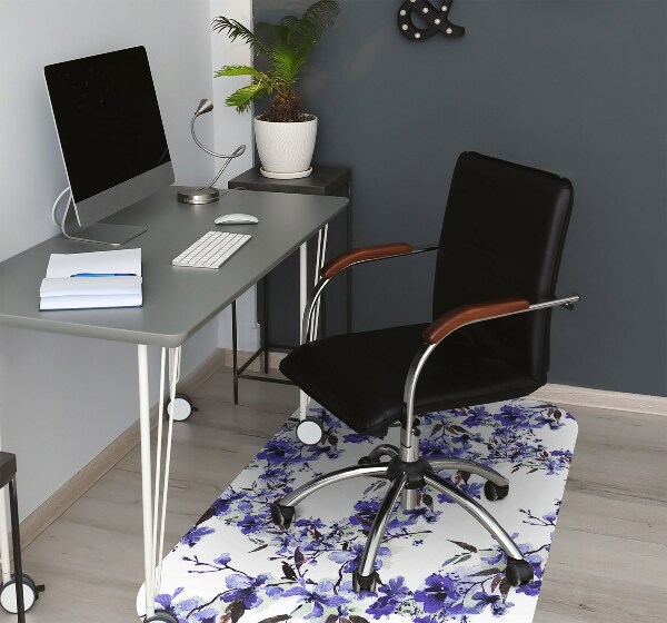 Tapis fauteuil bureau do biura Fleurs bleues