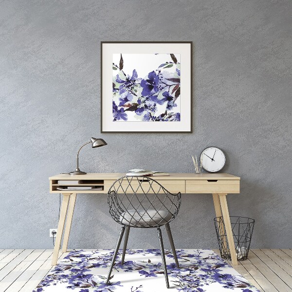 Tapis fauteuil bureau do biura Fleurs bleues