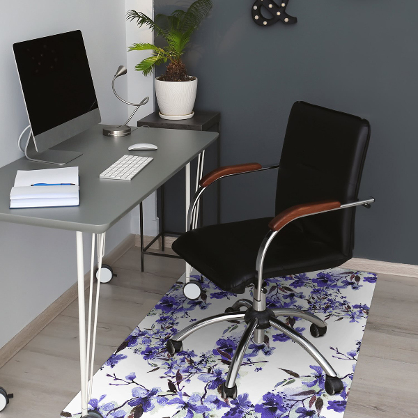 Tapis fauteuil bureau do biura Fleurs bleues