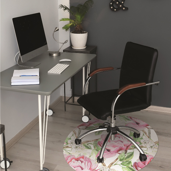 Tapis pour chaise de bureau Pivoines roses