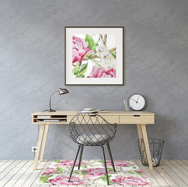Tapis pour chaise de bureau Pivoines roses