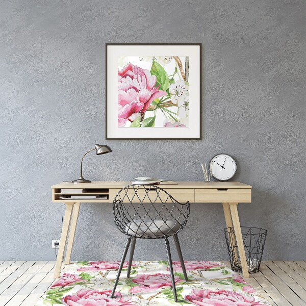Tapis pour chaise de bureau Pivoines roses
