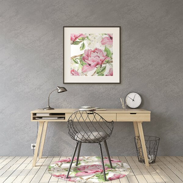 Tapis pour chaise de bureau Pivoines roses