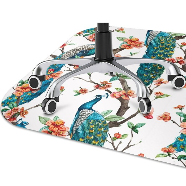 Tapis pour chaise de bureau Paons et fleurs