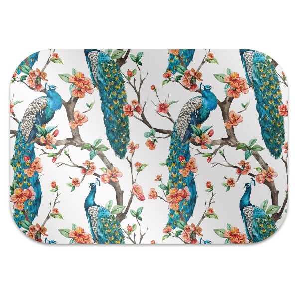 Tapis pour chaise de bureau Paons et fleurs