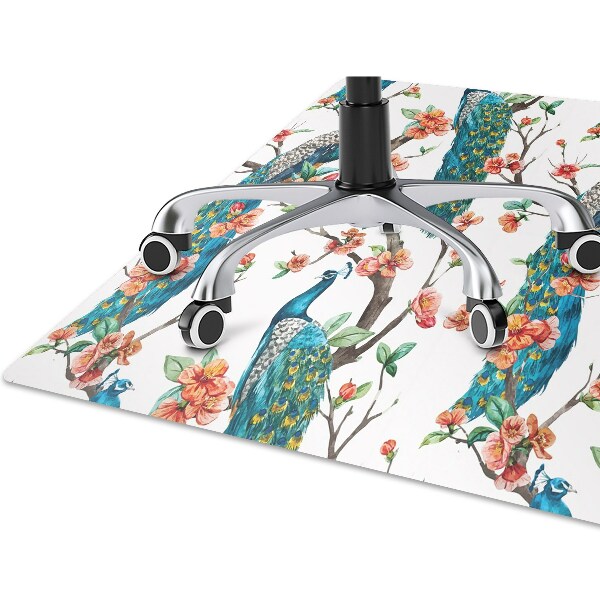 Tapis pour chaise de bureau Paons et fleurs